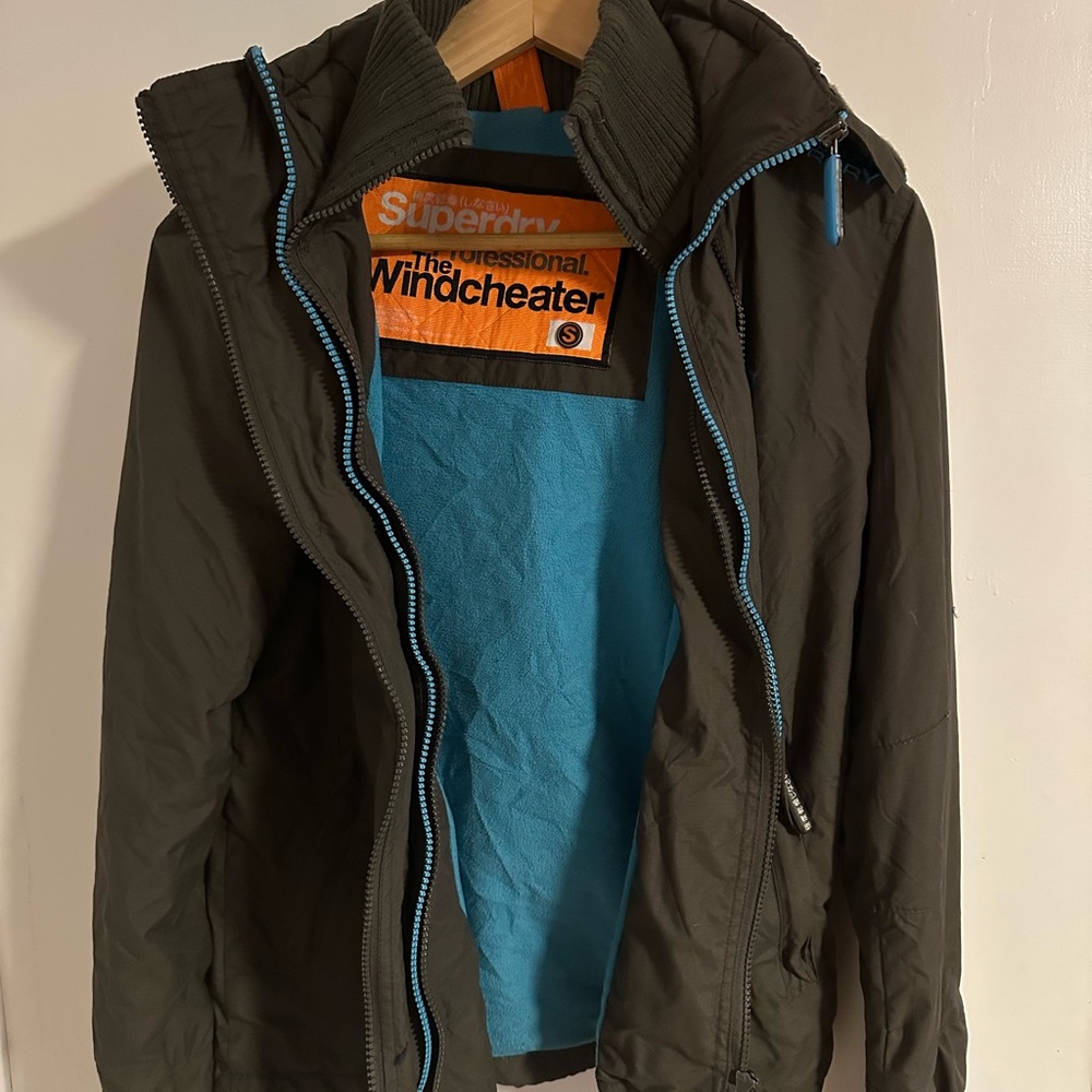 Superdry Windcheater Hooded Jacket - Men’s S - Gray & Blue - Outdoor Activewear